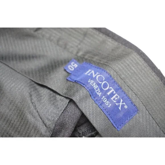 Incotex Charcoal Gray 100% Wool Dress Pants Sz 50 NEW